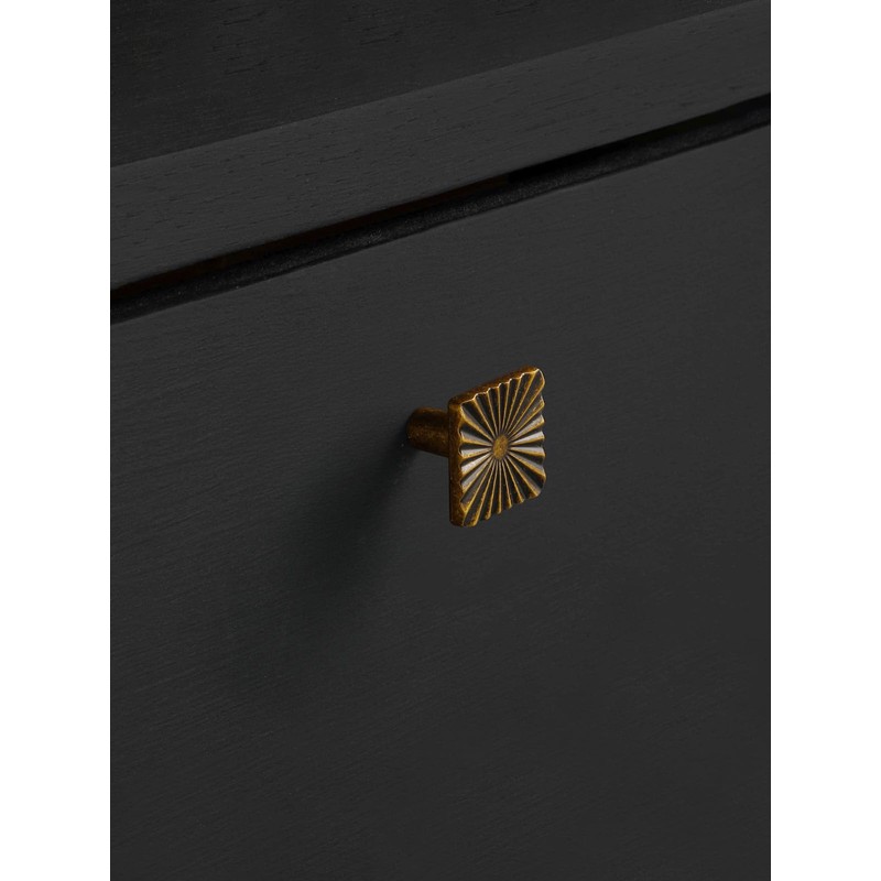 JIASENBAO 2 Pack Antique Brass Cabinet Knobs Square Vintage Drawer