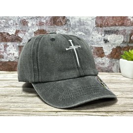 Hepandy Embroidered Three Nails Cross for Toddler, Gifts for Boy Girl, Kids Washed Black Baseball Cap, Child Adjustable Dad Hat
