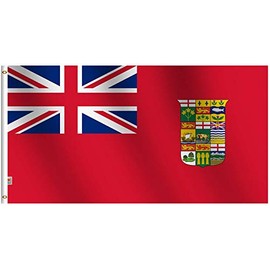 Outdoor/Indoor 1907 Old Canadian Red Ensign Flag 3x5 Ft Banner Silk Fabric, Inclusion of All The Canada Provincial Emblems World War II Flag