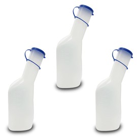 Urine Bottle for Men 1000 ml Pack of 3 | Urinents | 1 Litre | Autoclavable, Reusable, Washable, Milky | Urinents | PP Urine Bottle with Lid | with Measuring Lines | Set of 3