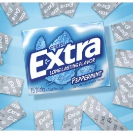 Extra Gum Peppermint Chewing Gum, 15 Pieces (Pack of 10)