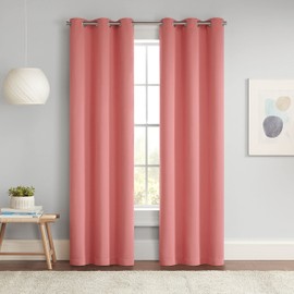 Eclipse Darrell Modern Blackout Thermal Grommet Window Curtains for Bedroom or Living Room (Single Panel), 37 in x 84 in, Coral