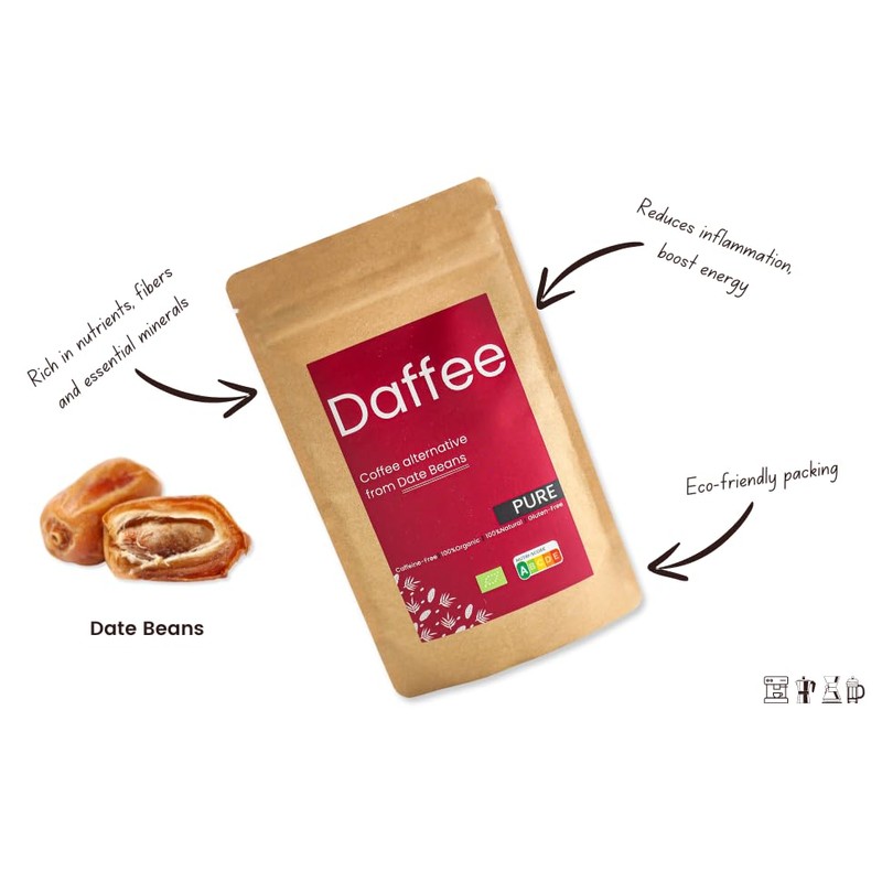 Daffee - Organic Ground Date Seeds Coffee Alternative Pure (125,
