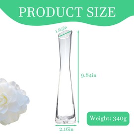 25cm Tall Clear Bud Vase Small Glass Flower Vase Vintage Wedding Table Decor Single Stem Vases for Home Office Wedding Decor
