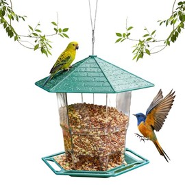 Alimentador Automático de Alimentos para Pájaros Colgante para Exterior a Prueba de Ardillas, Comedero Retráctil para Pájaros de 3 Libras, Comedero de Semillas para Patio, Jardín - Verde