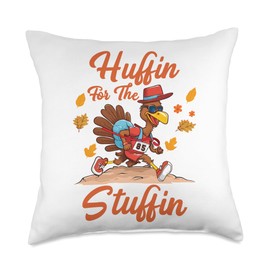 Nadi-Turkey Thanksgiving Huffin and Puffin for Stuffing Turkey Trot Squad Throw Pillow, 18x18, Multicolor