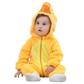 COOKY.D Infant Hooded Baby Rompers Animal Jumpsuit Soft Flannel Winter Cosplay Costume for Baby Girls Boys, 18-24 Months, Duck