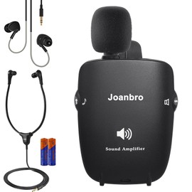 Joanbro Hearing-Amplifiers for-Seniors, Hearing-Aids Devices with Headphones, Stereo Earbuds, Handheld Pocket Size Sound Amplifier with 3 Replaceable Microphones, 9 Volume Controls, 3 Hearing Modes