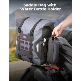 KEMIMOTO PVC Waterproof Motorcycle Saddlebags with Bottle Holders 52L(26Lx2) Adventure Sport Bike Luggage Bag Saddle Bags Side Bags for Motorbike Travel Detachable Motorcycle Bag