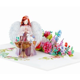 PQ Bees Angel Easter Card, 3D Pop Up Easter Card, Religious Sympancy Card, Condolence Card | With Message Note & Envelop | Size 8 x 6 Inch (Swing Angel Pray)