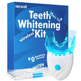 Nicwell Teeth Whitening Kit for Sensitive Tooth: 3 x 35% Carbamide Peroxide Gel & 1 Safe Remineralizing Pen - Teeth whitening LED light for Glow Gen Aged 18-34 - Oral Care for Dentist Office Daily use