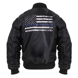 Rothco Thin Blue Line Flag MA-1 Flight Jacket, Medium