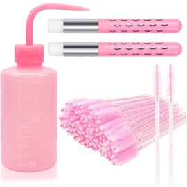 Cepillos de champú para pestañas para nariz, espinillas, cepillo de limpieza facial, botella de lavado de plástico (rosa-A)