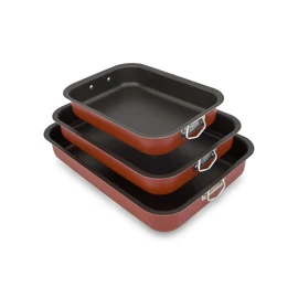 Menax - Non Stick Deep Roasting Oven Baking Tins Trays - Roasting Pan - 3 Piece Set