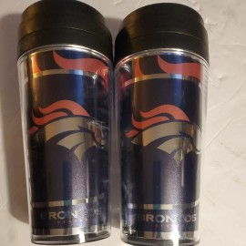 capitol cups Pair (2) DENVER BRONCOS   travel mugs NEW.  14 oz.