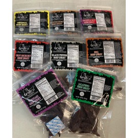 Amish Smokehouse Beef Jerky, (8) Variety Flavors 2.8oz Resealable Bags