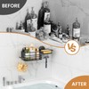 LEVERLOC Shower Caddy Suction Cup, Black Shower Shelf with Hooks
