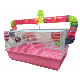 New Large Long Crossing Tube Guinea Pig Habitat Hamster Rodent Gerbil Mouse Mice Cage 5.5" Deep Tray