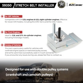 59350 Stretch Belt Installer for Extra-Deep Double Pulleys, Works on Ford 3.5L and 3.7L Engines, GM 5.3L and 6.2L Engines