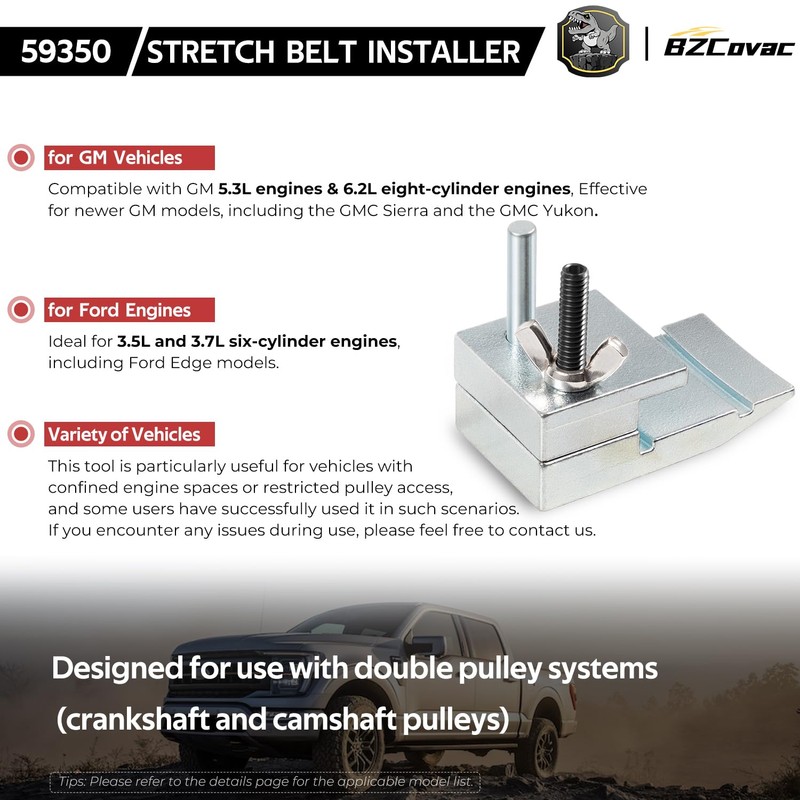 59350 Stretch Belt Installer for Extra-Deep Double Pulleys, Works on