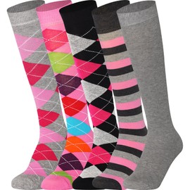 Mysocks Knee High Socks for Women and Men - Breathable Combed Cotton Seamless Toe Colorful Unisex Long Socks - Casual Golf Knee Length Socks