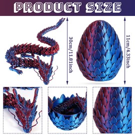 3D Dragon Egg Articulating Gemstone Crystal Dragon Figurine 3D Eggs with Inside Autism Toys Egg Toy for Anxiety Relief Flexible Joints Home Desk Decor Desk Toys Dazzling tri-colour (Laser Blue Red)