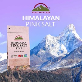 Himalayan Chef Pink Salt -Fine Grains Bag-1 Lbs Each | Pack of 12