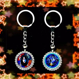 ACE FREHLEY KISS TWO RHINESTONES DIAMONDS KEYCHAINS