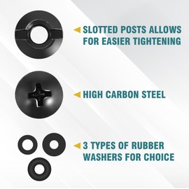 Gun Holster Screws for DIY Kydex and Leather Gun Holsters/Clips and Knife Sheaths;20 Sets 3/8 Inch Black Chicago Screws Includes Phillips Truss Heads + Open Slotted Fasteners + Rubber Washers/Spacers