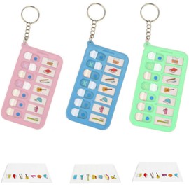 Lost Items Checker, Belongings Checker, Set of 3, For Children, Time Management, List Checklist Board, Habits, Confirmation, Portable, Convenient Planning Card Keychain, Prevents Lost Things, Checkers