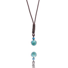 Iborov Natural Blue Tiger Eye Stone Bead Pendant Necklace for Healing and Protection Crystal Necklace for Men and Women Adjustable