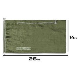 (Not Made in China) Heavy Duty Sand Bags for Flooding 30-Pack, Empty Sandbags with Tie Strings, UV Protection 1600 Hours, Flood Control,14in x 26in, Sandbag for Weight, 50lb Capacity, Green 30 Pack