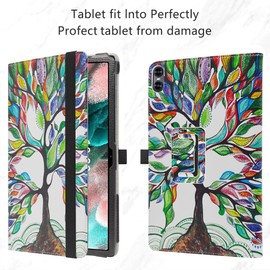 MAMA MOUTH Compatible with UMIDIGI A13 Case,Slim Folio Folding Stand PU Leather Cover for UMIDIGI A13 Tab/DOOGEE T10 Plus 10.5 Inch Tablet,Love Tree