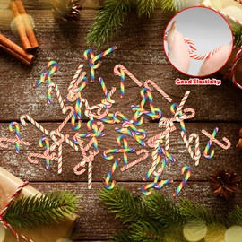 60Pcs Christmas Candy Canes, Mini Canes Fake Candy Decorations, No Hole Hanging Candy Cane Beads Candy for Christmas DIY Craft, Tiny Polymer Clay Candy Cane Ornaments Christmas Tree Hanging Decoration