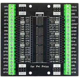 risingsaplings for Pi Pico LED Breakout Board 2.54mm Male Female Pin Header and Terminal for Raspberry Pi Pico/Pico H/Pico W (3.81mm Terminal, Black)