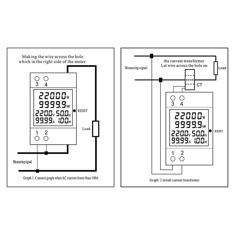 Single Phase Energy Meter Rail Frequency Power Factor Meters Multifunctional
