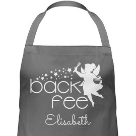 Geschenk mit Namen personalisiert by Shirtracer - Apron - Baking Apron Women - Back Fairy Backfee with Name, 5 anthracite