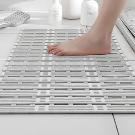 TPE bathtub bathroom non-slip mat drain toilet Floor pad white charcoal/90x40 2ea
