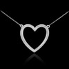Sideways Crosses 925 Sterling Silver Delicate Open Heart Necklace, 22"