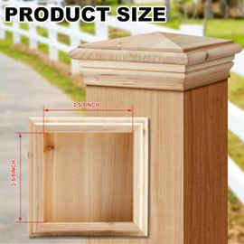 Geetery 2 Pcs 4 x 4 Wood Newel Post Cap Fence Post Cap for Fence Topper Top Resistant Decking Caps for Outdoor Fences, Mailboxes and Decks (Cedar Wood)