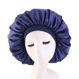DEPHNARSA 3 x extra large sleep cap, jumbo cap, large satin bonnet with comfort elastic band (e-navy, 3 pieces)