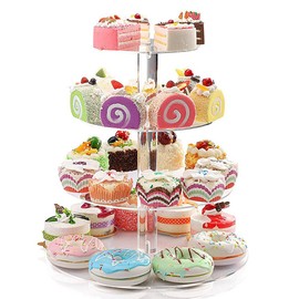 Tumtanm 4 Tier Round Cupcake Stand,Pastry Tower Stand for Holiday Wedding Birthday Party