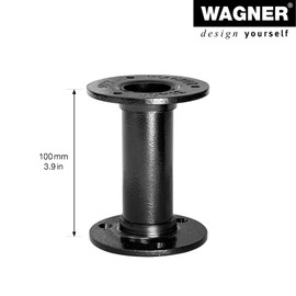 Wagner Industrial Pipe Furniture Leg/Table Leg/Furniture Foot Diameter 30 x 100 mm Includes Two Mounting Plates Diameter 75 mm Powder-Coated Steel Black 12501001