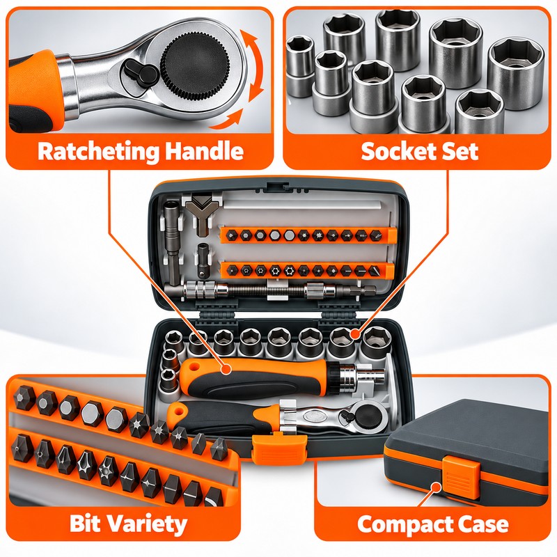 38-in-1 Ratchet Screwdriver Set – Labor-Saving Multipurpose Hand Tool Kit