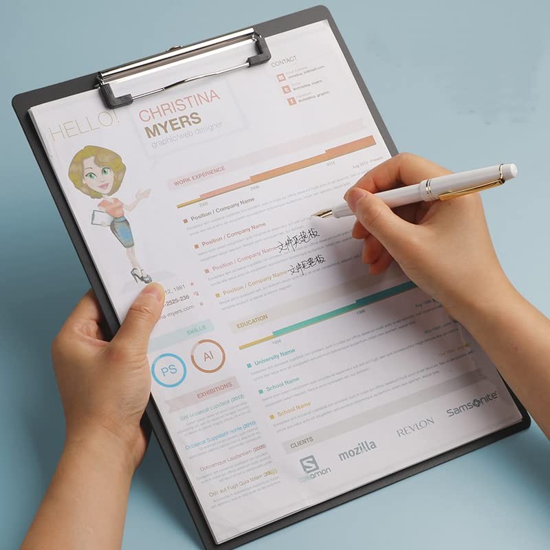 Clipboard Folder, 6 Packs A4 Plastic Clip Boards with Secure