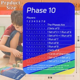 NEBYWOLD 2025 New Upgrade Phase 10 Scoreboard, Acrylic Scoreboard for Phase 10 Card Game with 8 Colored Cribbage Pegs, Fun Board Card Games Accessories for Adults, Families, Parties & Travel