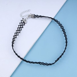 Allereyae Vintage Hollow Lace Necklace Black Lace Choker Necklace Lace Chain Necklace Plain Lace Clavicle Necklace for Women