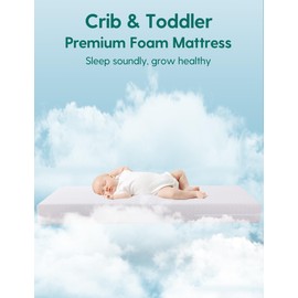 BABELIO Crib Mattress Memory Foam Toddler Mattress 2-Stage Standard Size Baby Mattress with Removable Waterproof Cover Grey