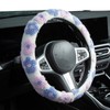Flowers Lambswool Steering Wheel Cover Auto Steering Wheel Protector, Anti-Slip,