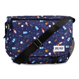 J World New York Women's Terry for Women. Girls School Kids Messenger Bag, Spaceship, One Size US